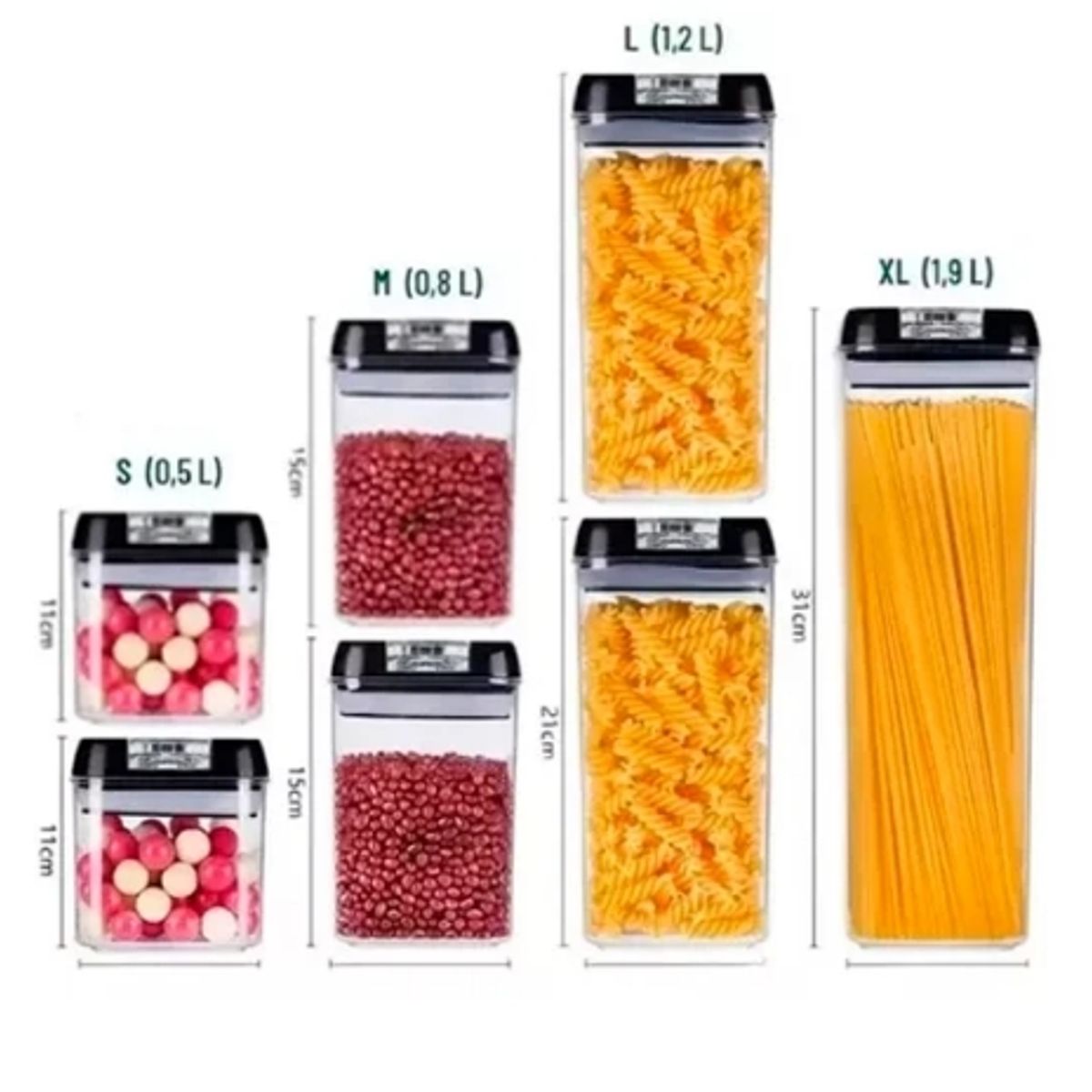 DEWINNER - Set de 7 Contenedores Acrílico con tapa Hermetica