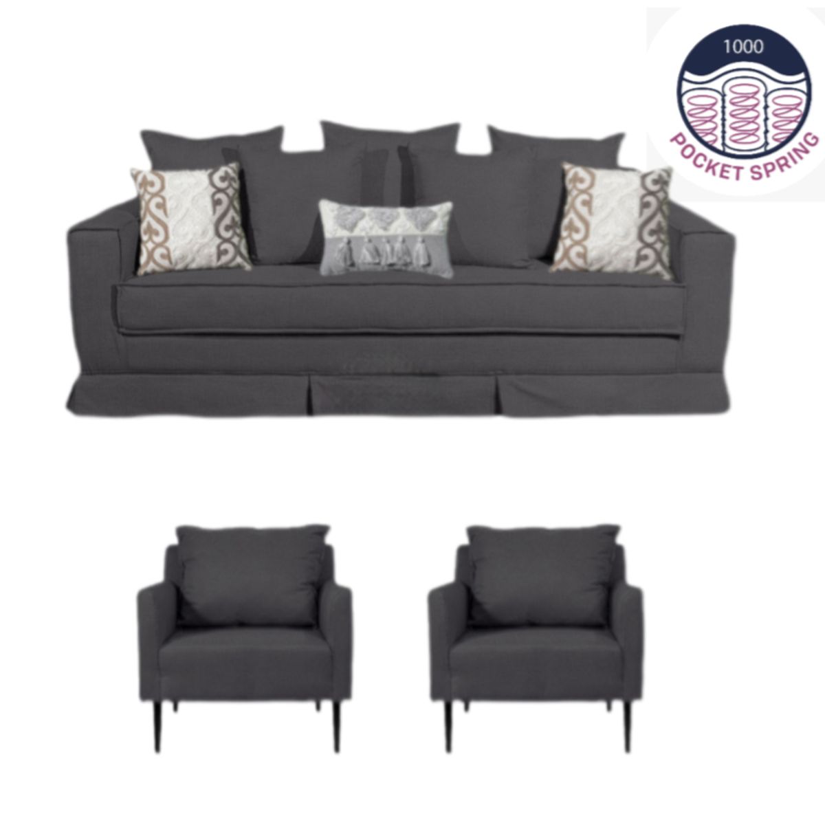 MUNDO LIVING - Juego de Living 311 Lucio sofa mas poltronas producto con resortes