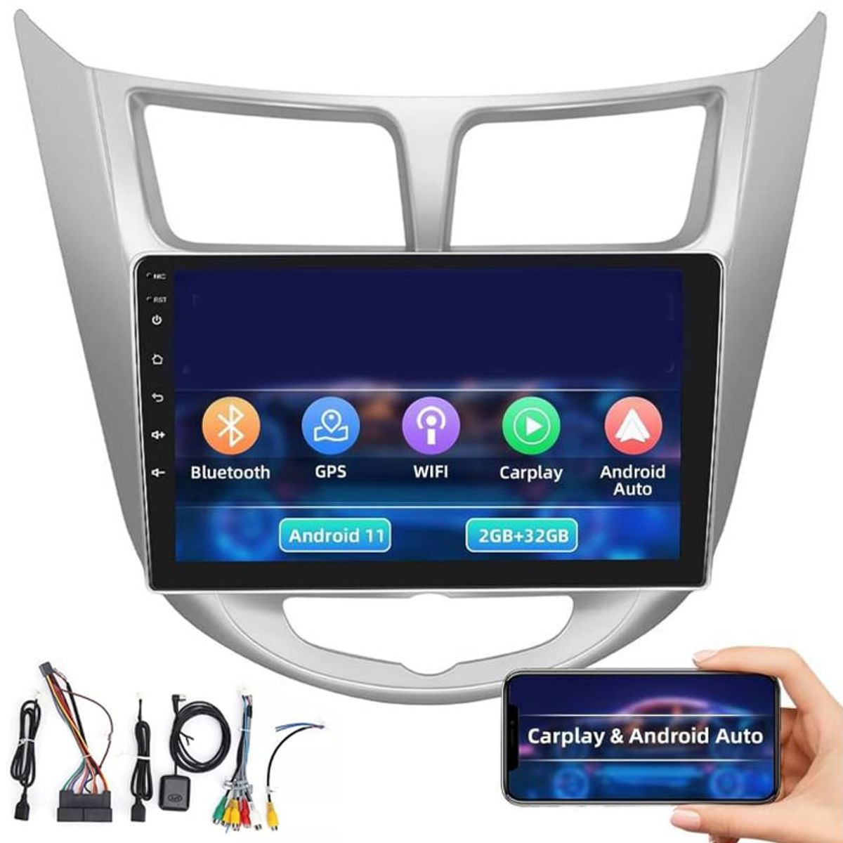 KUANGYE - Radio Auto Android 9 Pulgad 2gb+32gb + Bisel Para Hyunday Accent