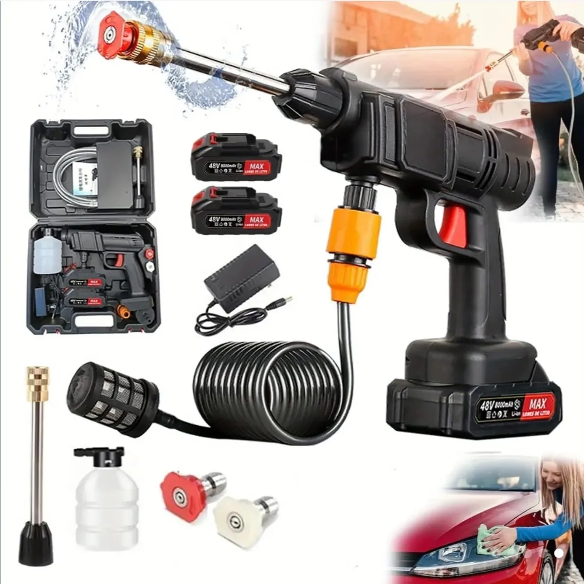 GENERICO - Hidrolavadora Alta Presión + 2 Baterías DE 96V