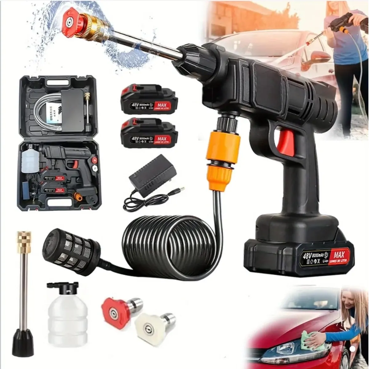 GENERICO - Hidrolavadora Alta Presión + 2 Baterías DE 96V