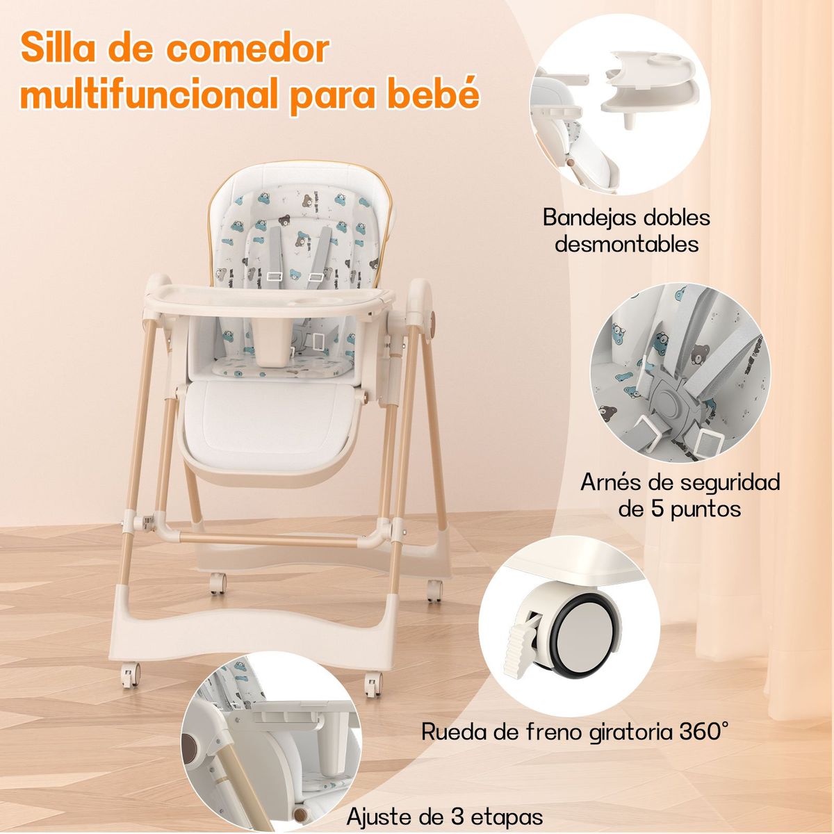 KOKILA - Silla De Comer Para Bebe Portátil Booster Ajustable