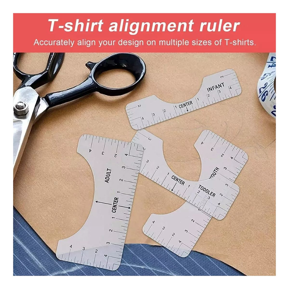 ATURE - Set Reglas De Vinilo Para Impresión Poleras Guía Alineación