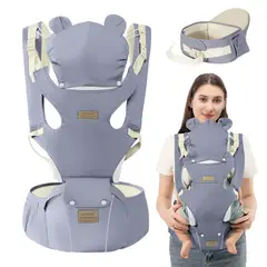 VIDITA - Mochila Portabebés Ergonómica 3 En 1 Con Capucha Sillín-