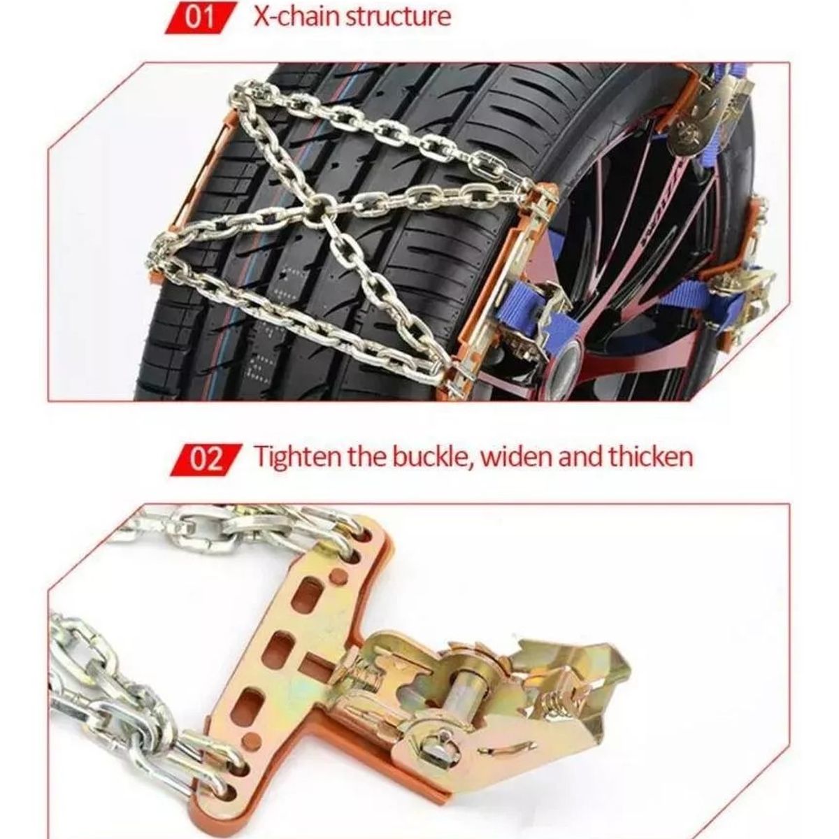 KUANGYE - X6 Cadena Para La Nieve Antideslizante Auto Universal