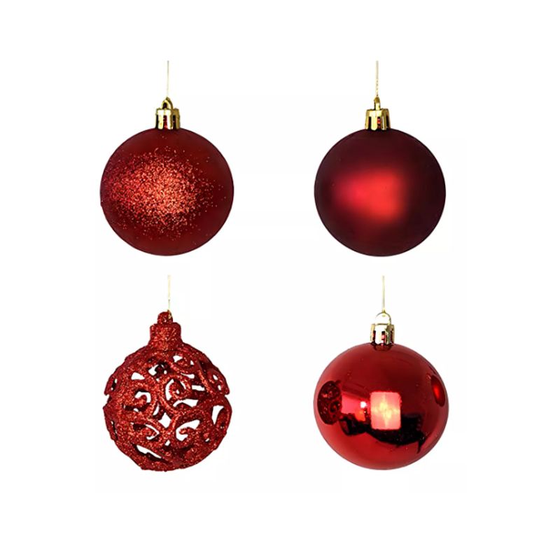 GENERICO - Esferas Navidad Decorativa Adorno Navideño Bambalina 24 UNID Rojo