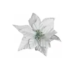 GENERICO - Pack X10 Flores Navideña Adorno De Navidad Decoracion Arbol Plateado