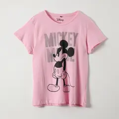 DISNEY - Polera Manga Corta Mujer Ratoncito Enojado Rosado Mickey