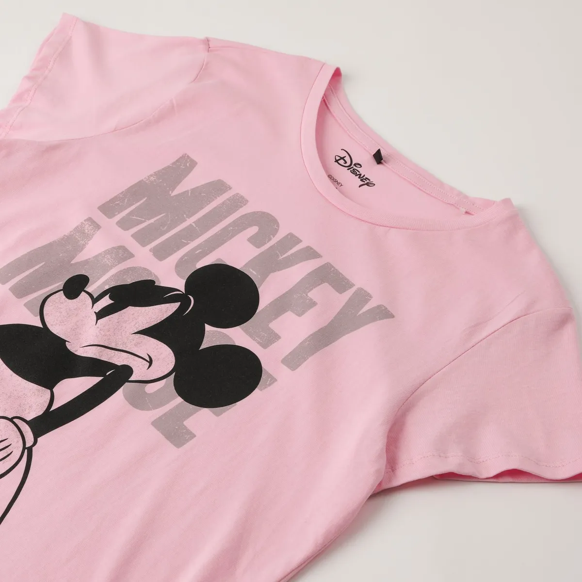 DISNEY - Polera Manga Corta Mujer Ratoncito Enojado Rosado Mickey Disney