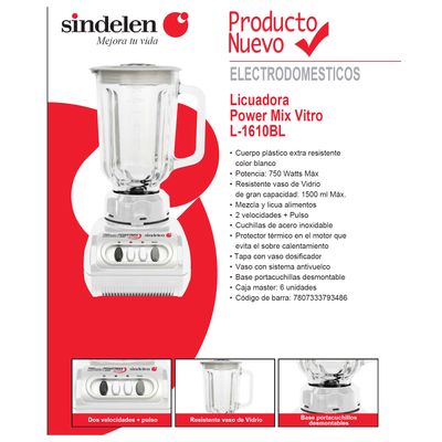 Imagen 2 del producto Licuadora Juguera L-1610BL con Jarro de Vidrio 15lt 750w