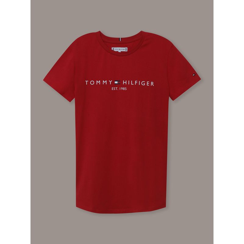TOMMY HILFIGER - Polera De Niña Essential Organic Cotton Rojo Tommy Hilfiger