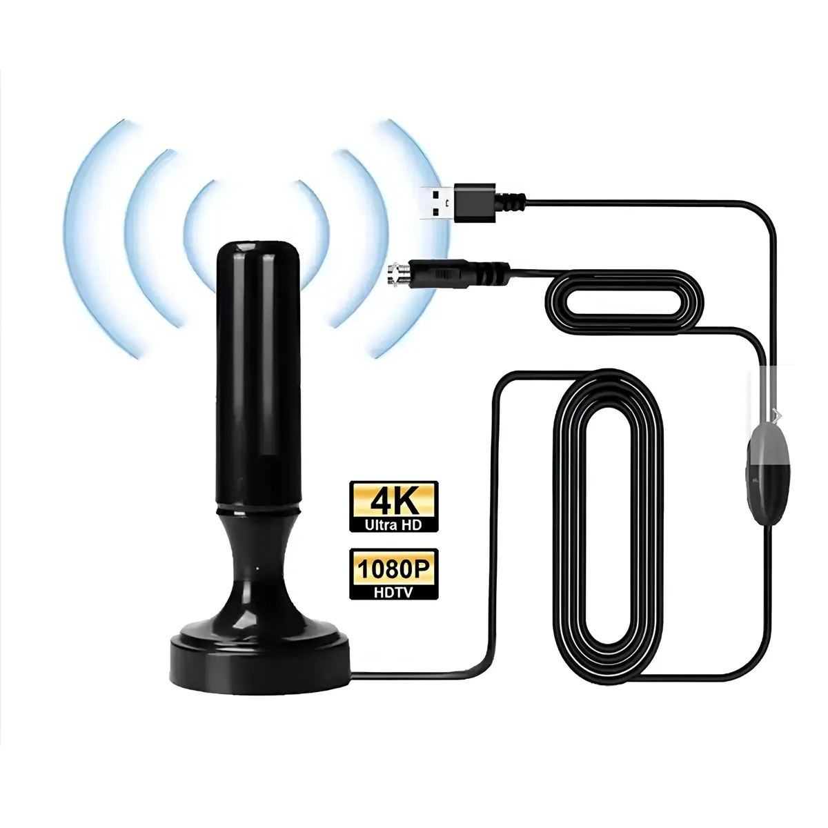 TECNOLAB - Antena de TV Digital Amplificada 5MT 4K Ultra HD / FHD TL590