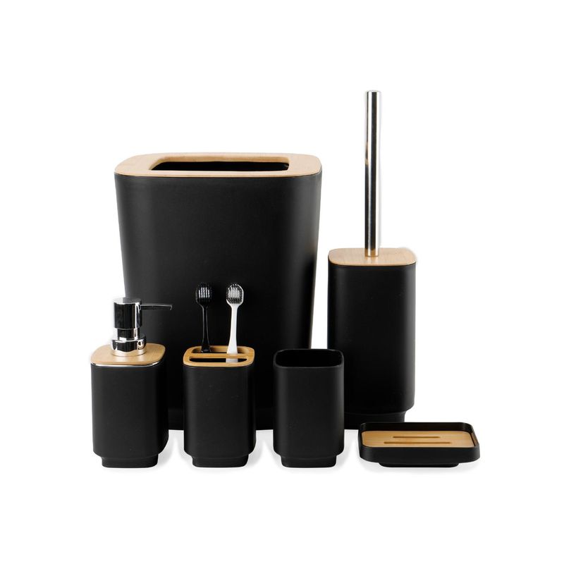 SIMPLIT - Set Accesorios de Baño 6pcs Bambo Negro Simplit - Negro