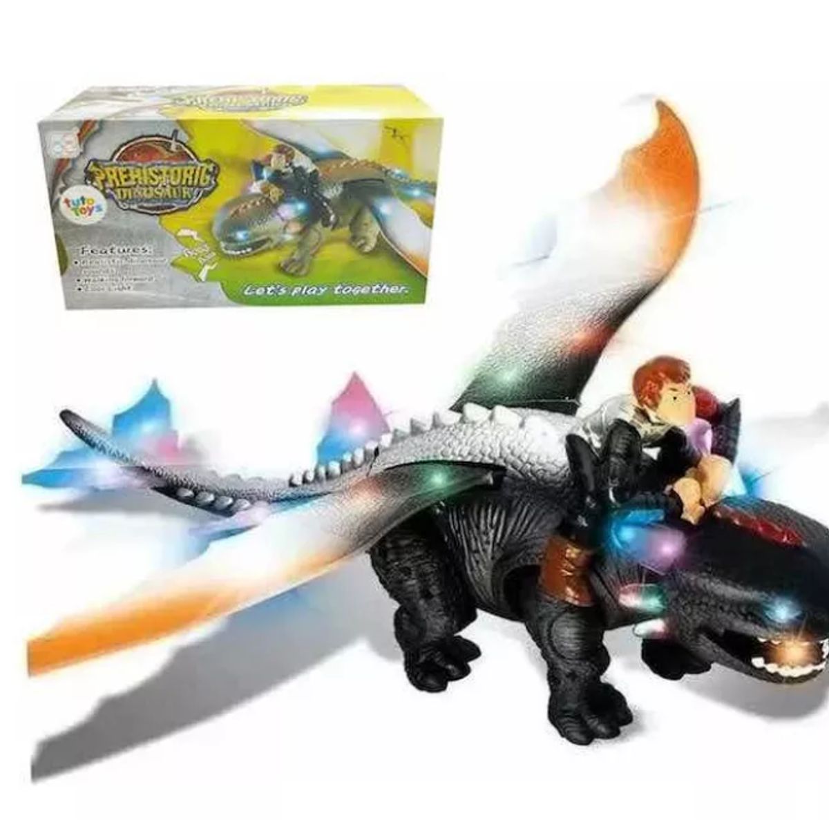 GENERICO - Juguete Dragon Chimuelo Prehistorico Sonido Y Luces Niños