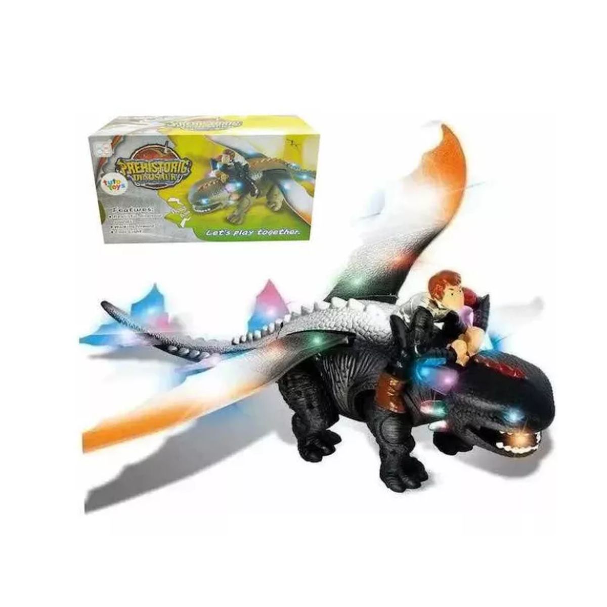 GENERICO - Juguete Dragon Chimuelo Prehistorico Sonido Y Luces Niños