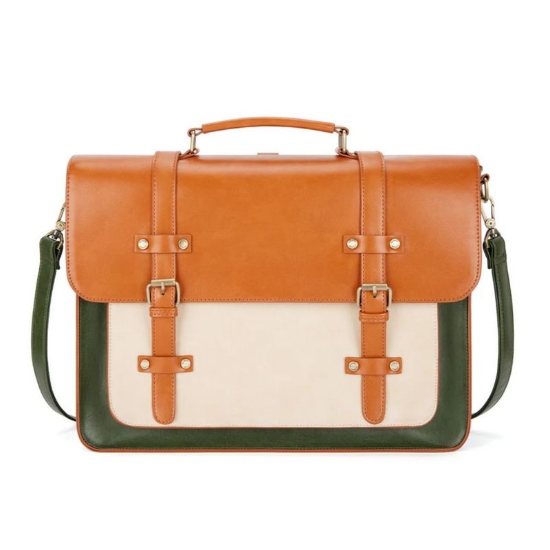 ECOSUSI - Ecosusi Mochila y Maletín Vintage Sombre Notebook 15.6 pulg Verde Café