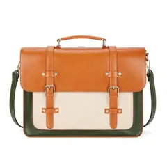 ECOSUSI - Mochila y Maletín Vintage Sombre Notebook 15.6 pulg Verde Café