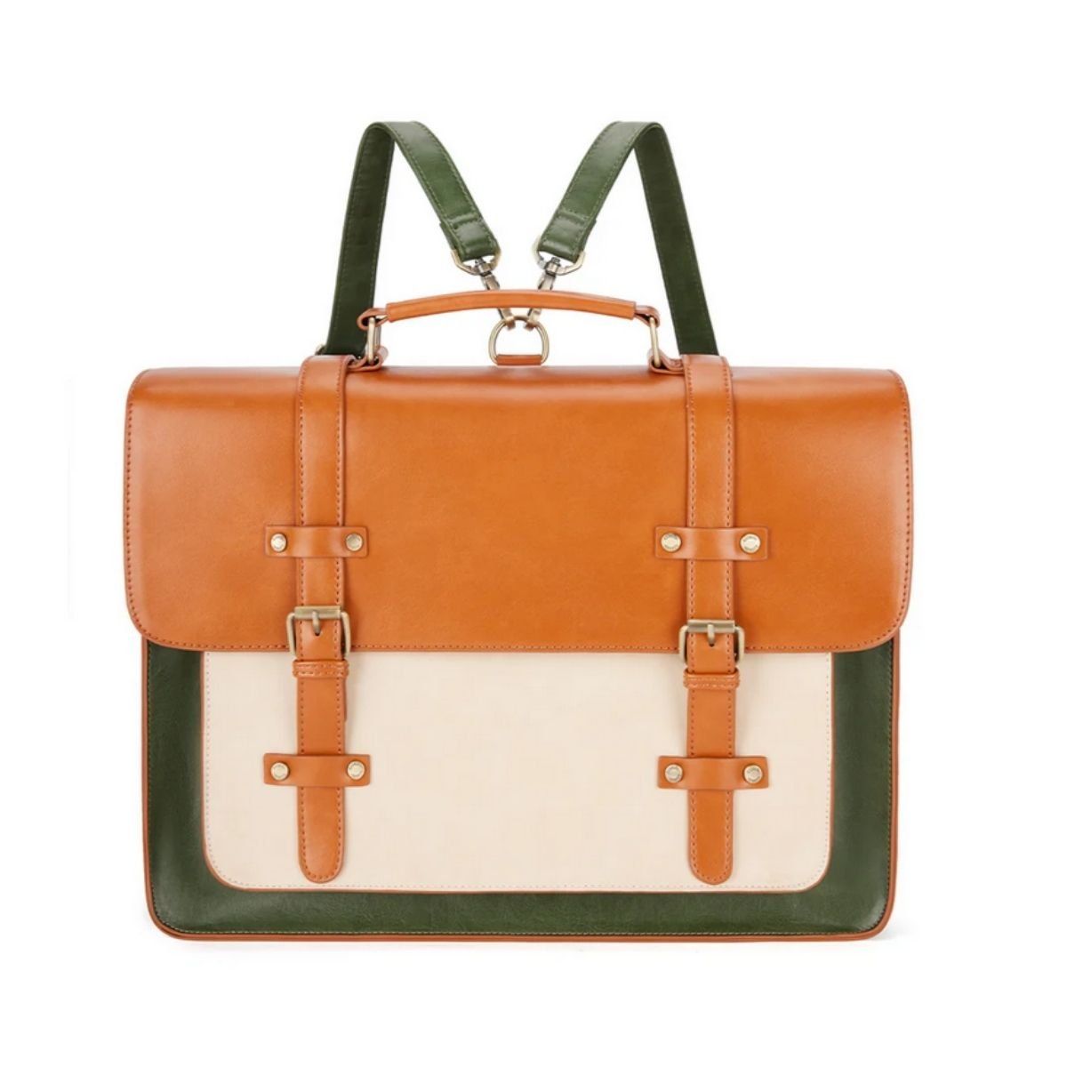 ECOSUSI - Ecosusi Mochila y Maletín Vintage Sombre Notebook 15.6 pulg Verde Café