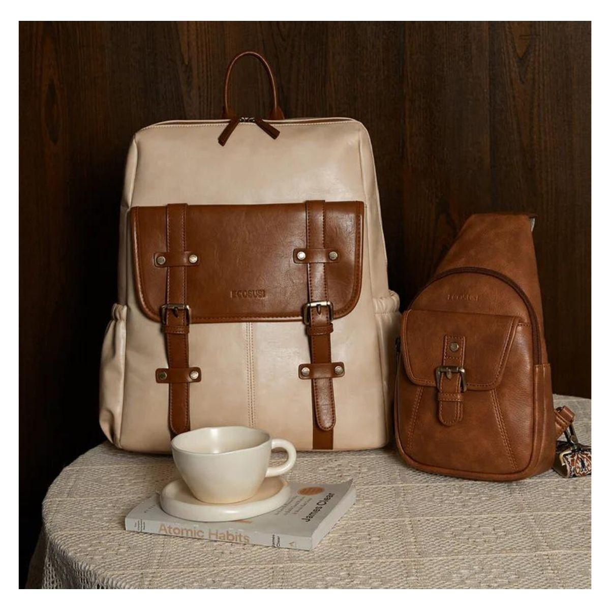 ECOSUSI - Ecosusi Mochila Scarlett para Notebook 15.6 pulg - Beige Café