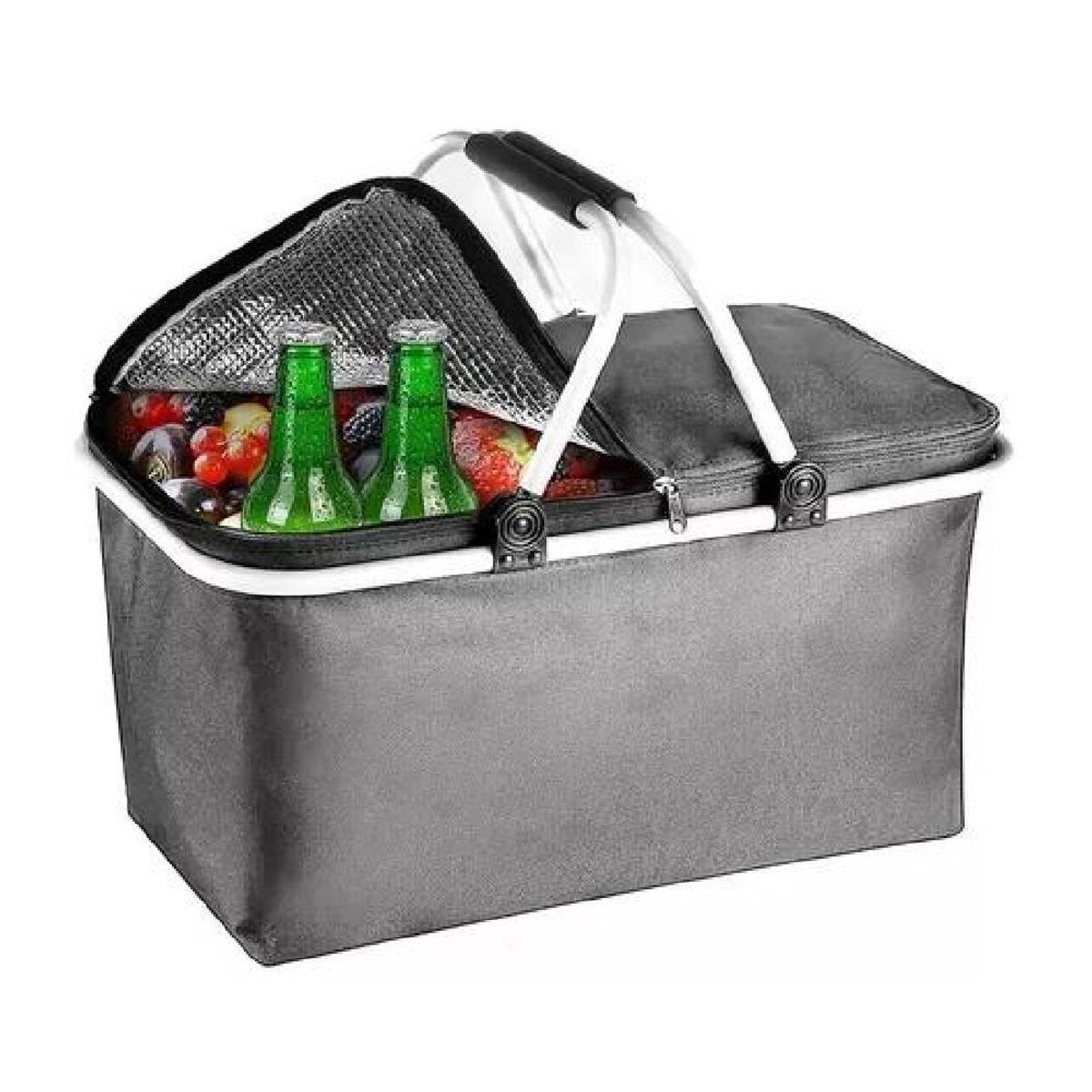 GENERICO - Cooler Basket Bolso Termico Canasta Camping Plegable 22l