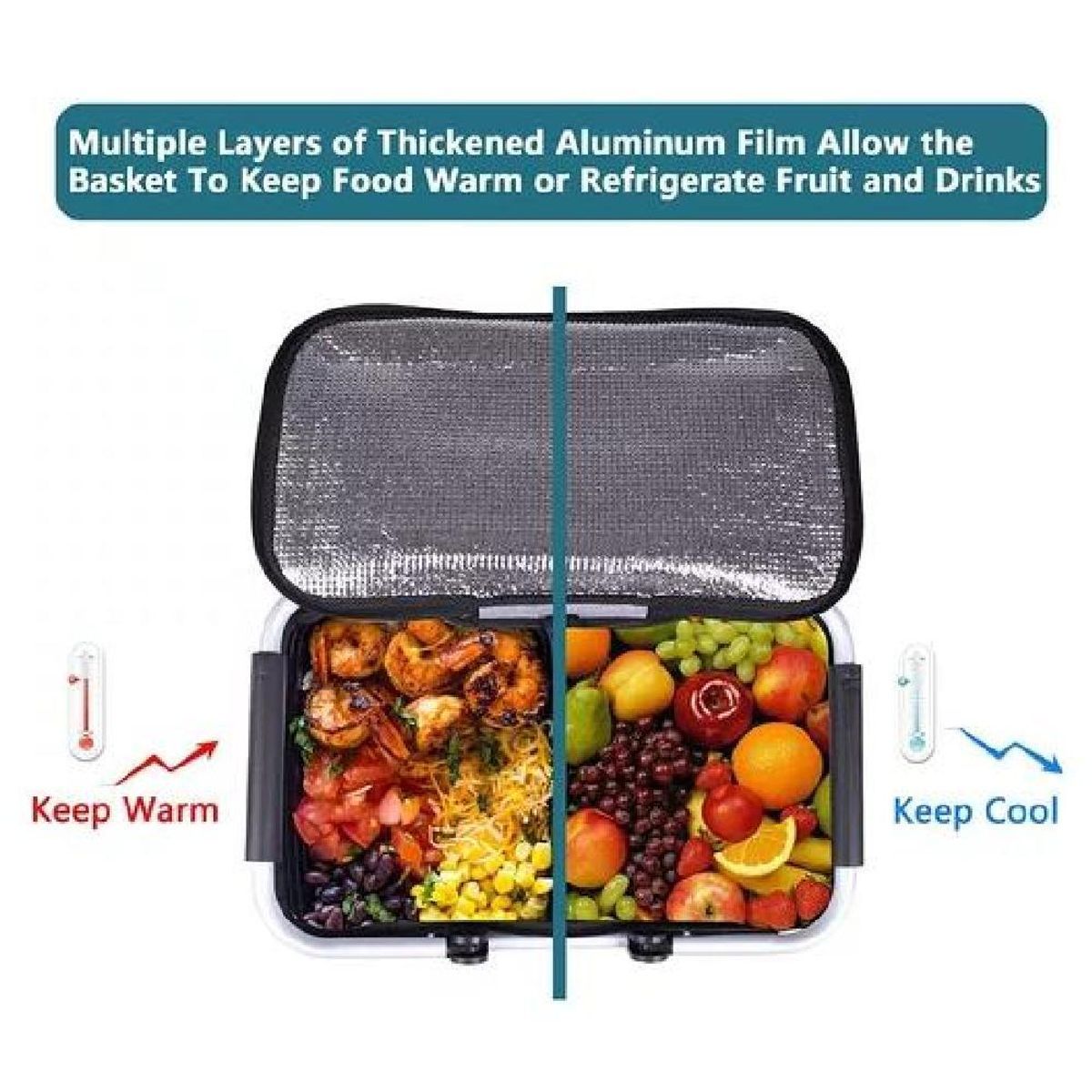 GENERICO - Cooler Basket Bolso Termico Canasta Camping Plegable 22l