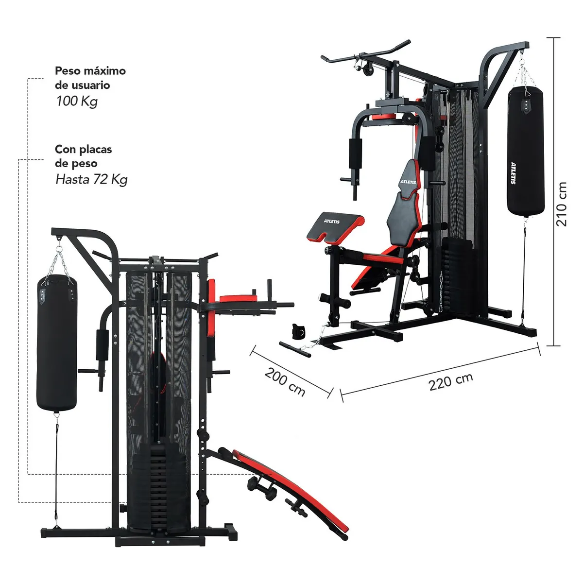 ATLETIS - Home Gym Xtreme Force 400 - Todo en uno 72Kg