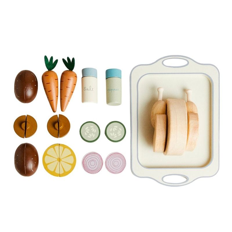 SPACEZAT - Set de Comidas con Bandeja Juguete de Madera Didáctico