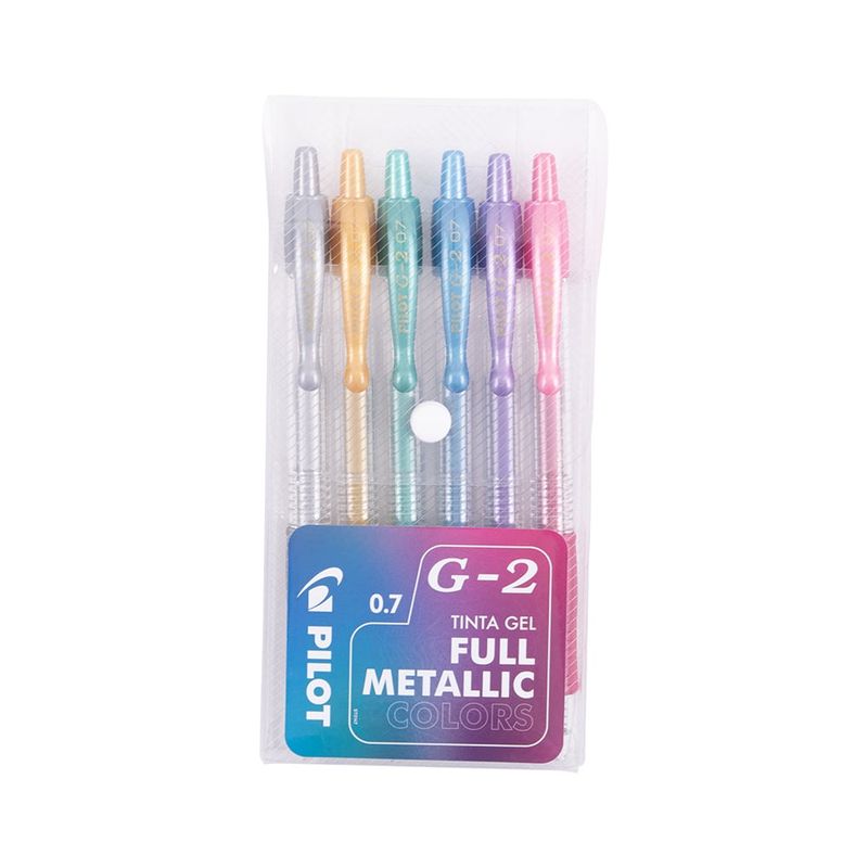 PILOT - Set 6 Lápices Gel G-2 07mm Metalicos Pilot