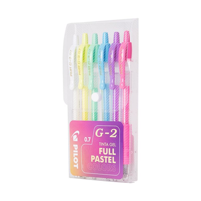 PILOT - Set 6 Lápices Gel G-2 07mm Pasteles Pilot