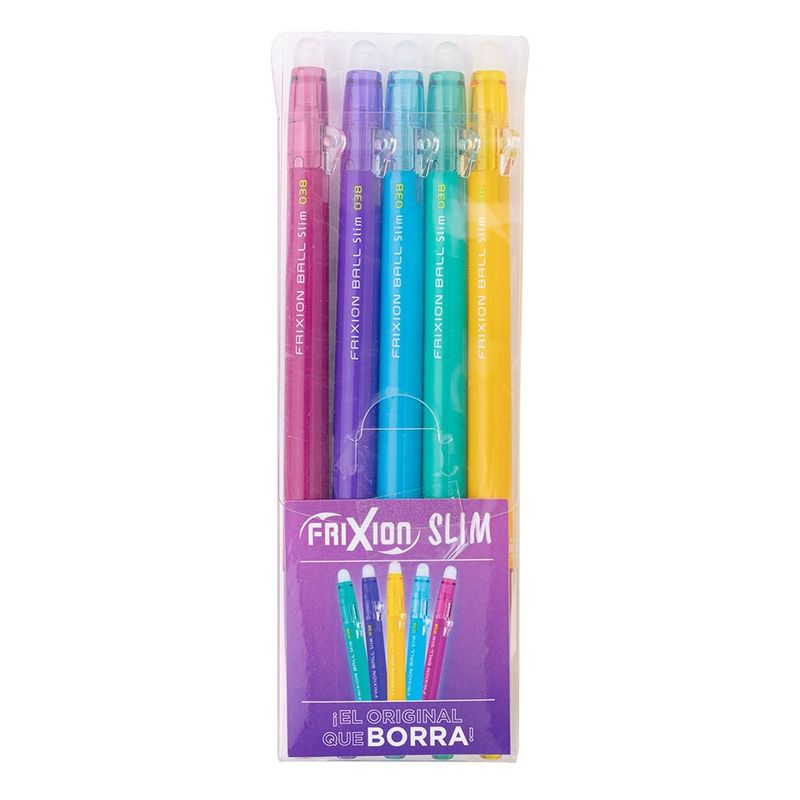 PILOT - Set 5 Lápices Gel Frixion Ball Slim 038mm 07 Pilot