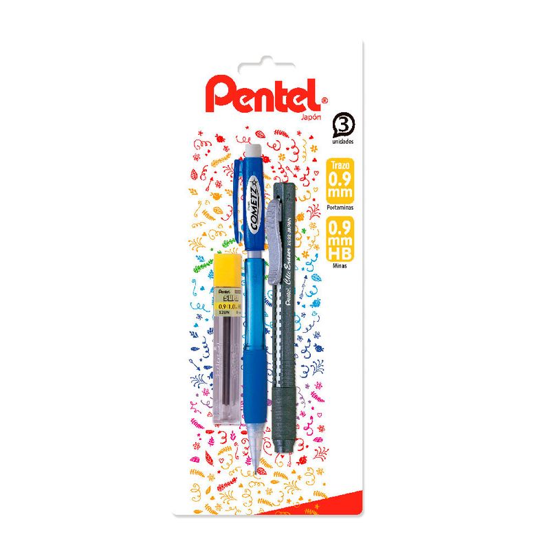 PENTEL - Set Portaminas Cometz 09mm + Minas + Portagoma Pentel