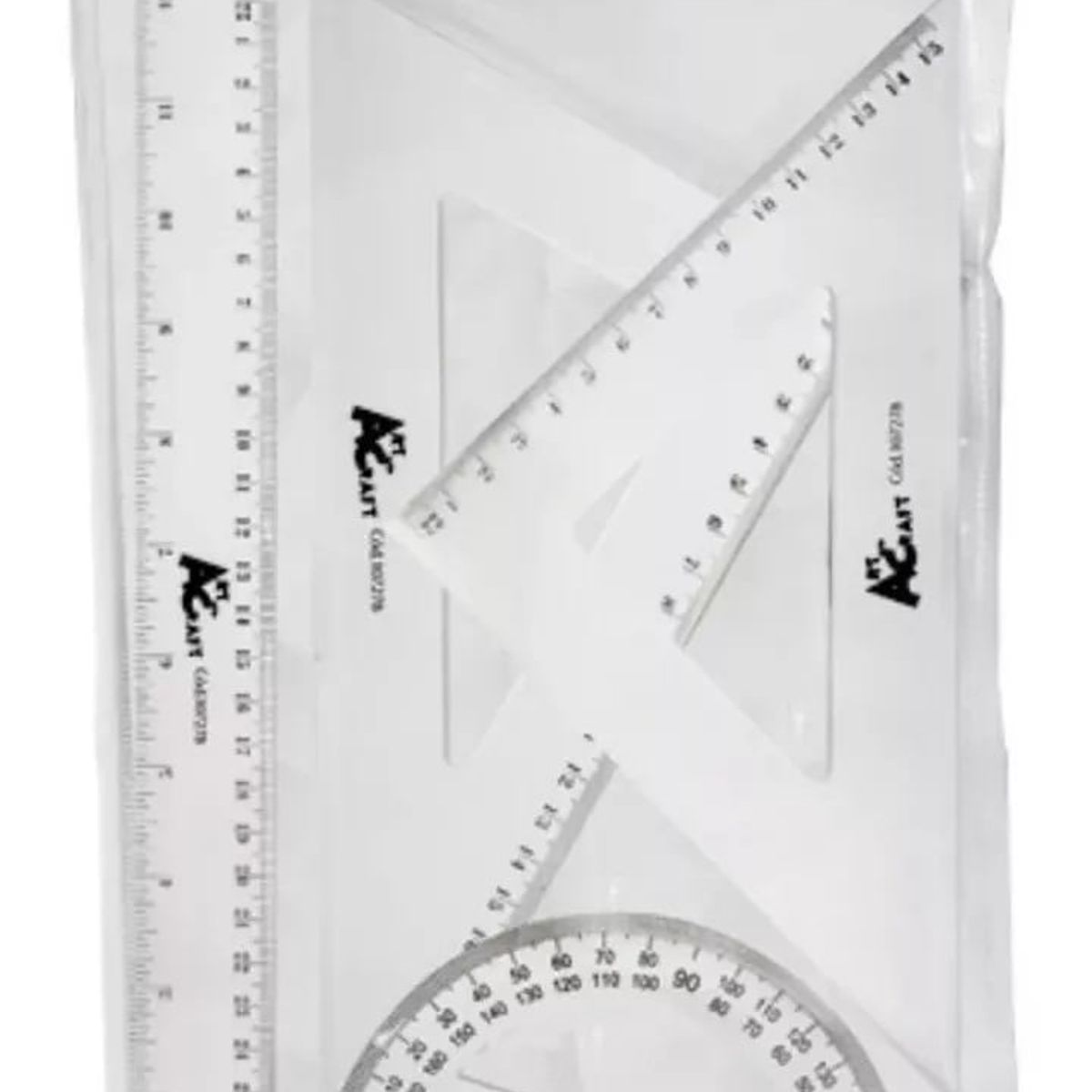 GENERICO - Set Reglas Plásticas Transparentes 4 Piezas - S11111