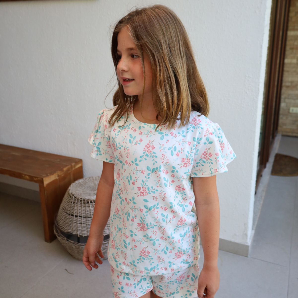 SIMPLY B - Pijama corto flores acuarela