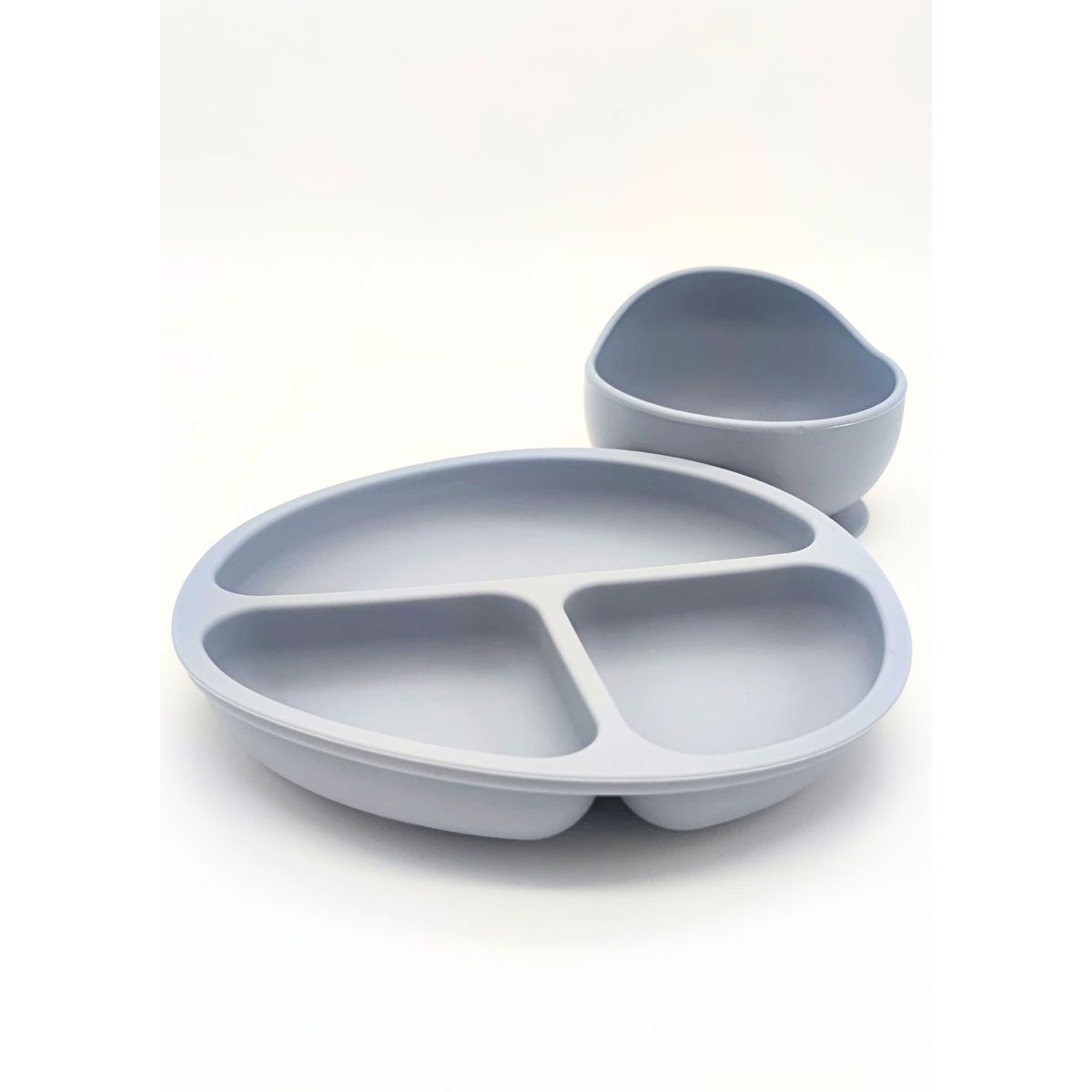 GENERICO - Pack Plato y Pote Antideslizante Gris Azulado