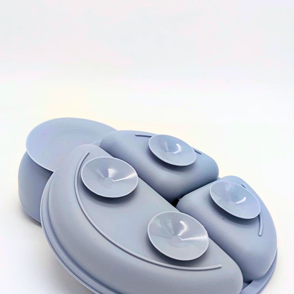 GENERICO - Pack Plato y Pote Antideslizante Gris Azulado