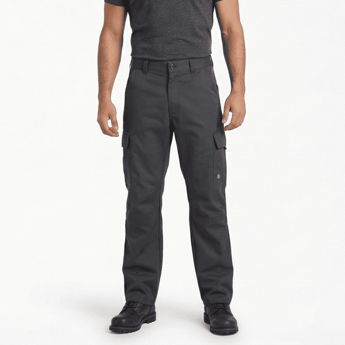 T-WORLD - Pantalón de trabajo cargo gabardina cintura elásticada