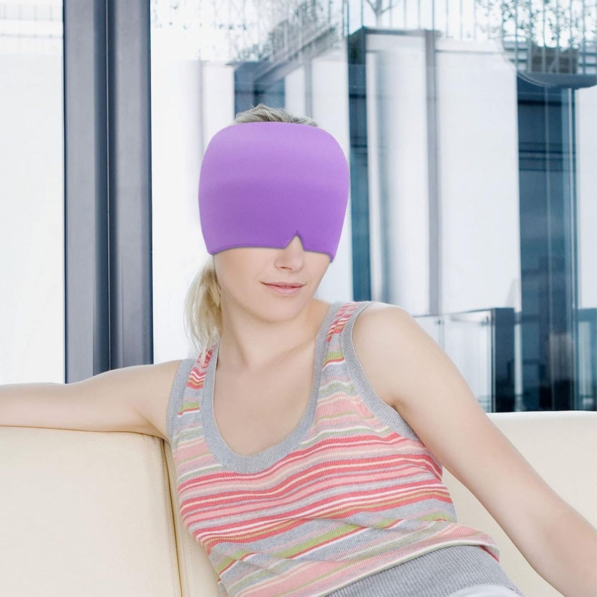 GENERICO - Gorro De Gel Alivio De Migraña Terapia De Frío Dolor Cabeza Morado