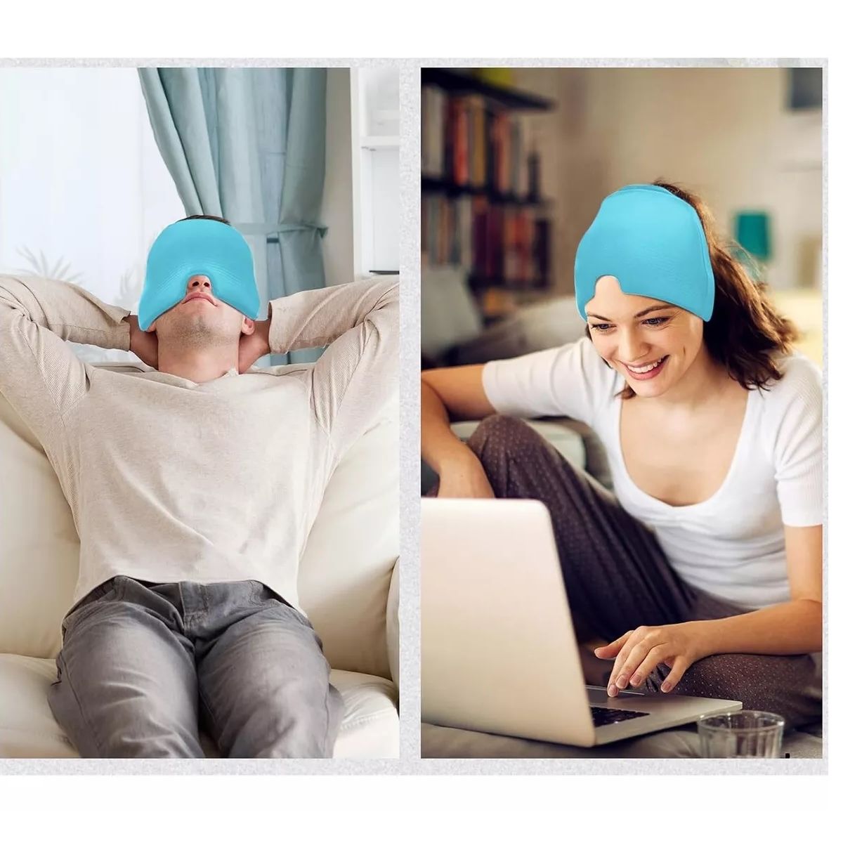 GENERICO - Gorro De Gel Alivio De Migraña Terapia De Frío Dolor Cabeza Celeste