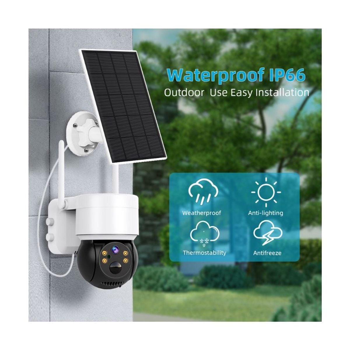 GENERICO - Pack X2 Camara Solar Inteligente Vision Nocturna PTZ