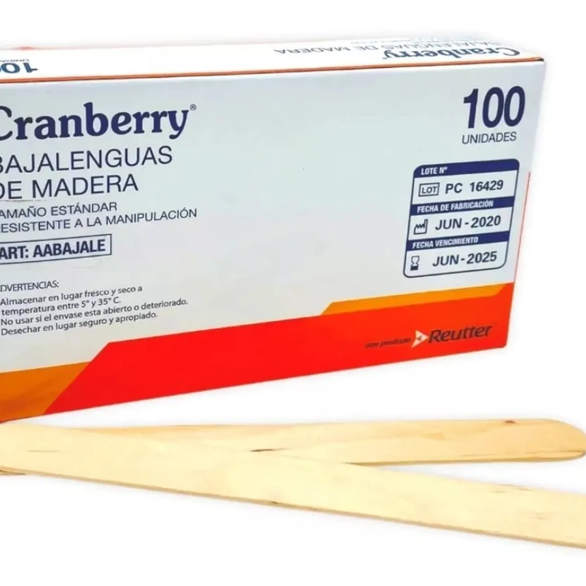 CRANBERRY - Bajalengua De Madera Paleta Cranberry 100 Unidades