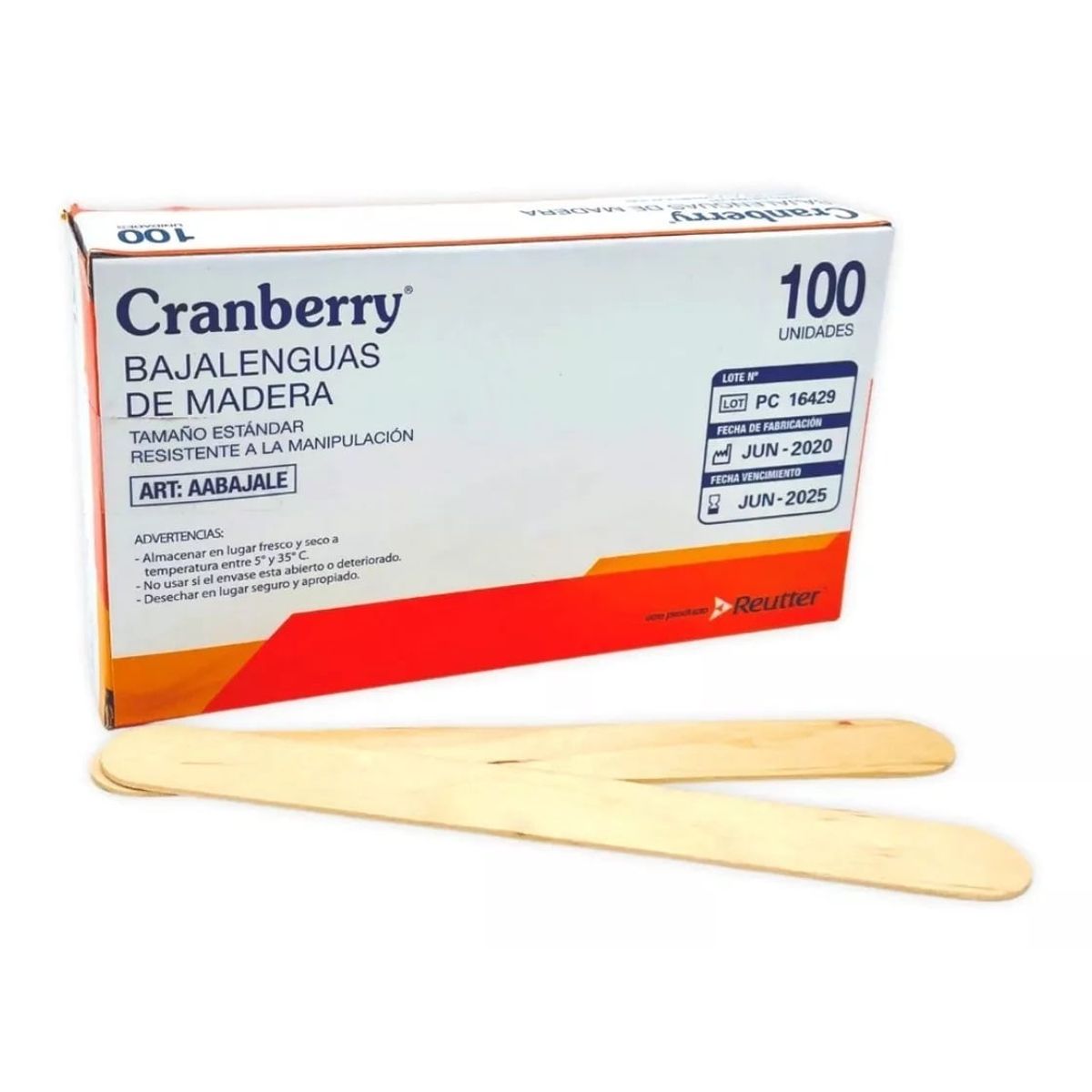CRANBERRY - Bajalengua De Madera Paleta Cranberry 100 Unidades