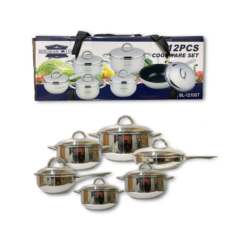 BERGHOFF - Juego Batería De Ollas Acero Inoxidabl 12 Pieza+envió Gratis