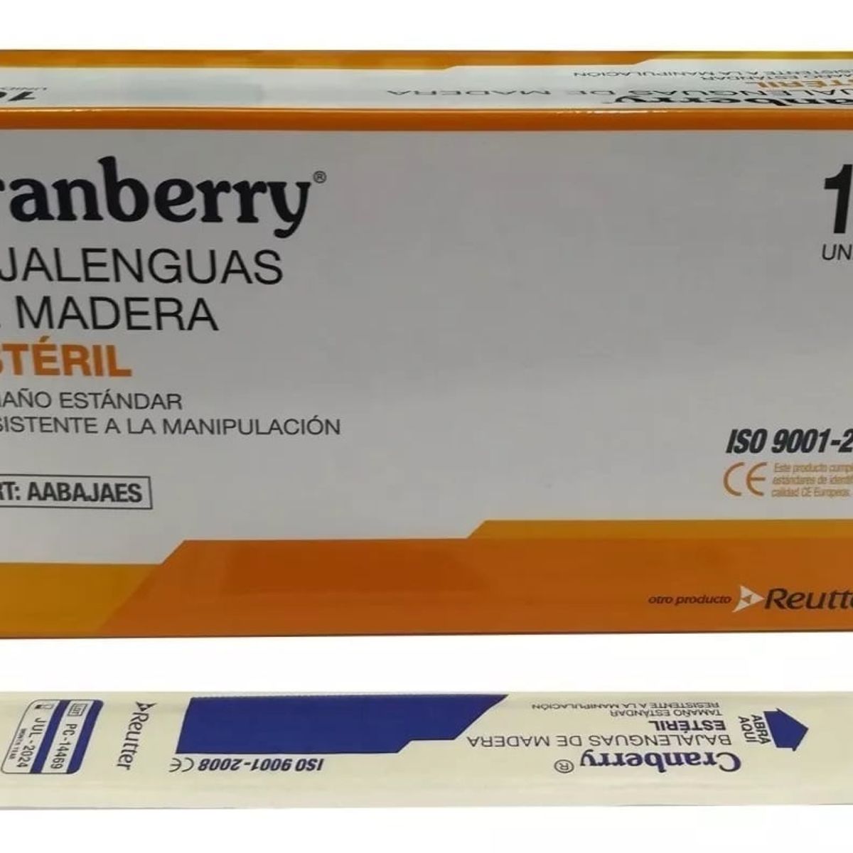 CRANBERRY - Baja Lengua Madera Esteril Cranberry 100 Unidades Estandar