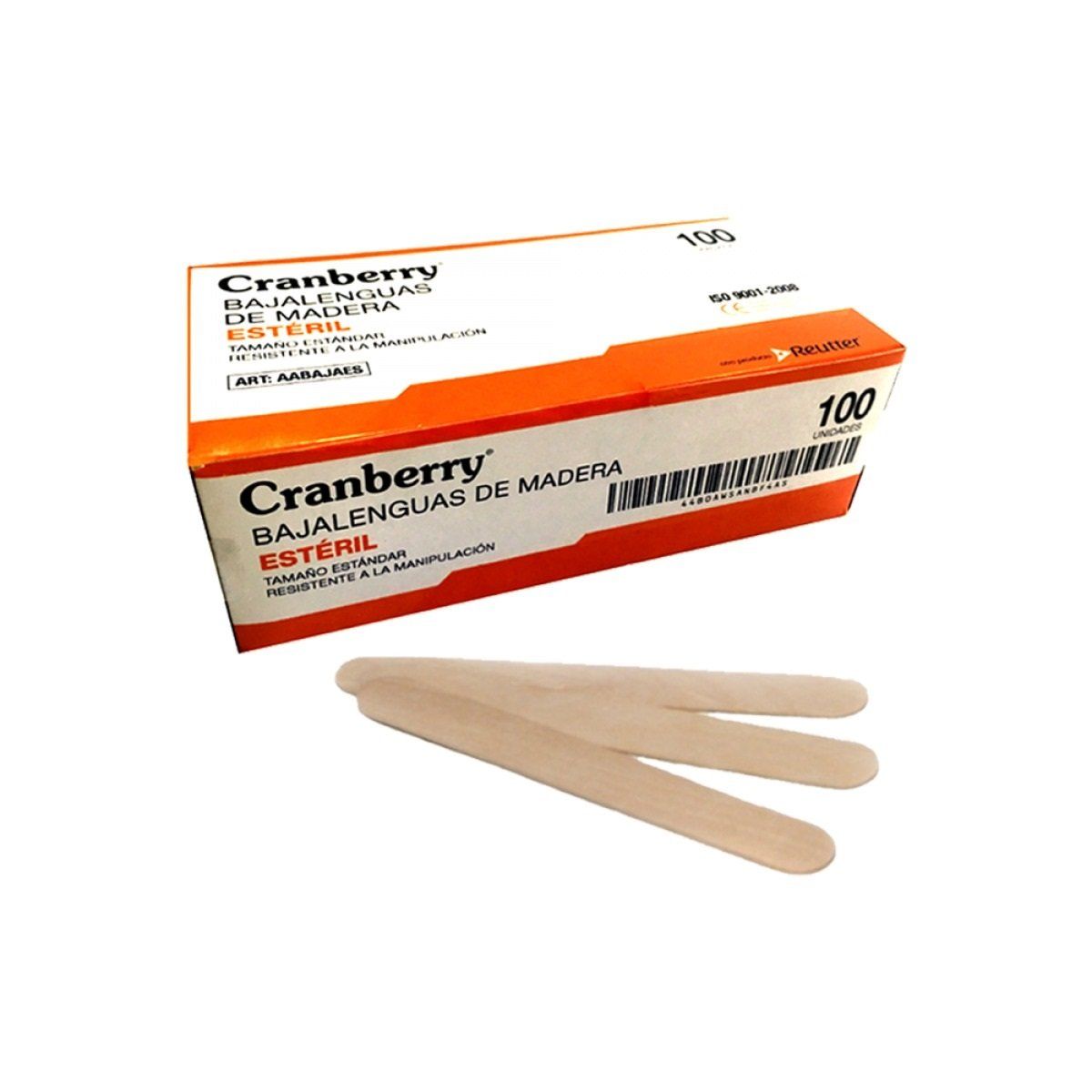 CRANBERRY - Baja Lengua Madera Esteril Cranberry 100 Unidades Estandar