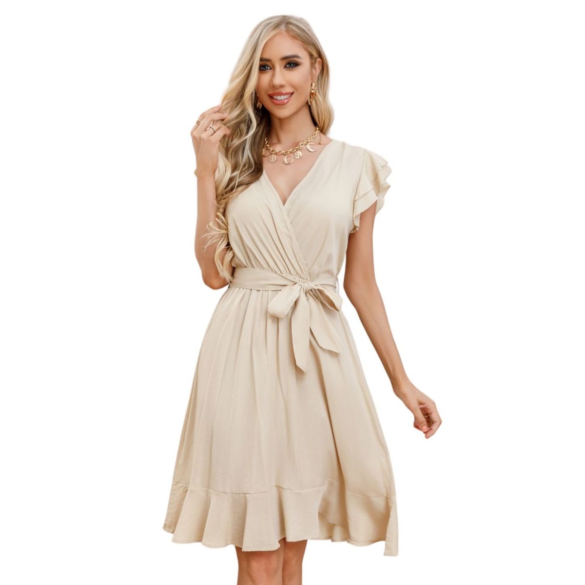 LIKE SHOP - Vestido Corto Primavera Mujer Manga Corta Casual y Eventos 327