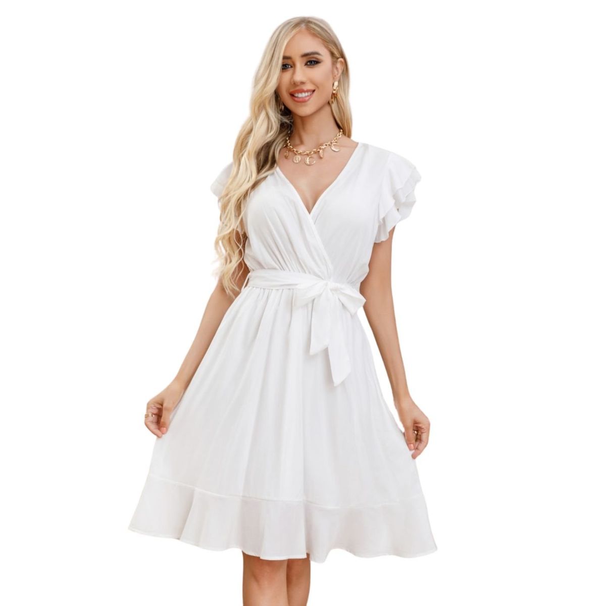 LIKE SHOP - Vestido Corto Primavera Mujer Manga Corta Casual y Eventos 327