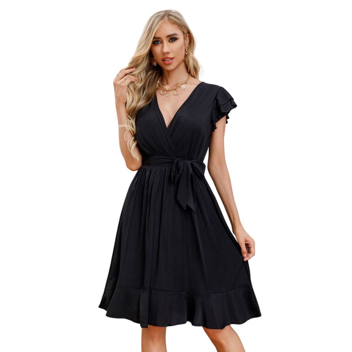 LIKE SHOP - Vestido Corto Primavera Mujer Manga Corta Casual y Eventos 327