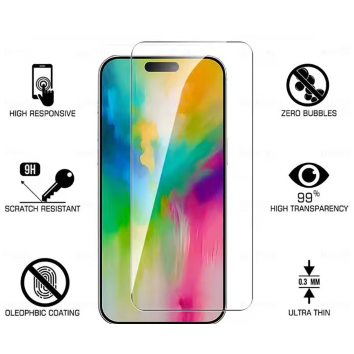 GENERICO - Lamina Mica Vidrio Templado Completa Para iPhone 16