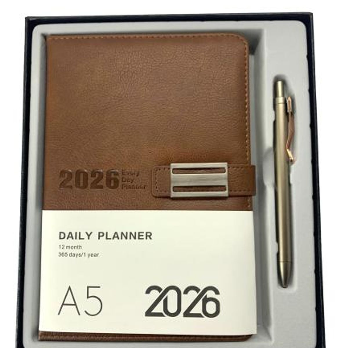 GENERICO - Agenda Cafe Año 2026 Planner Cuero Sintetico C/ Lapiz