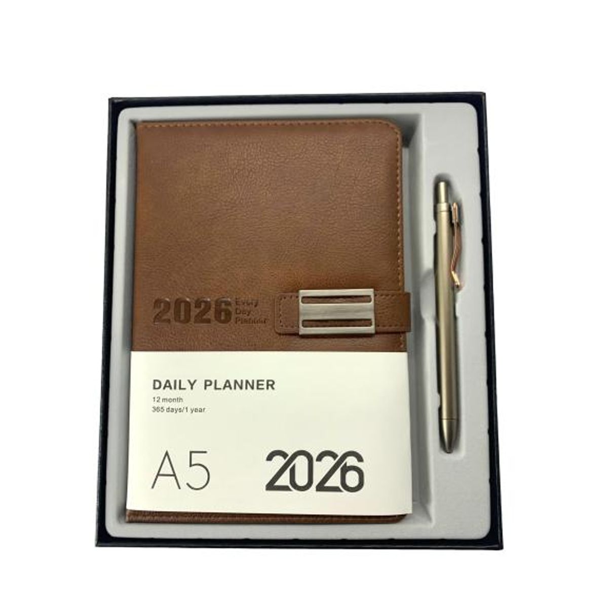 GENERICO - Agenda Cafe Año 2026 Planner Cuero Sintetico C/ Lapiz